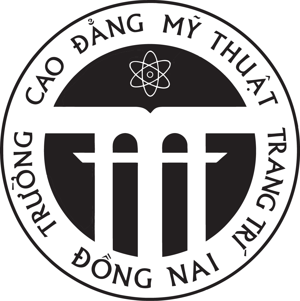 Logo Truong Cao dang My thuat Trang tri Dong Nai am ban